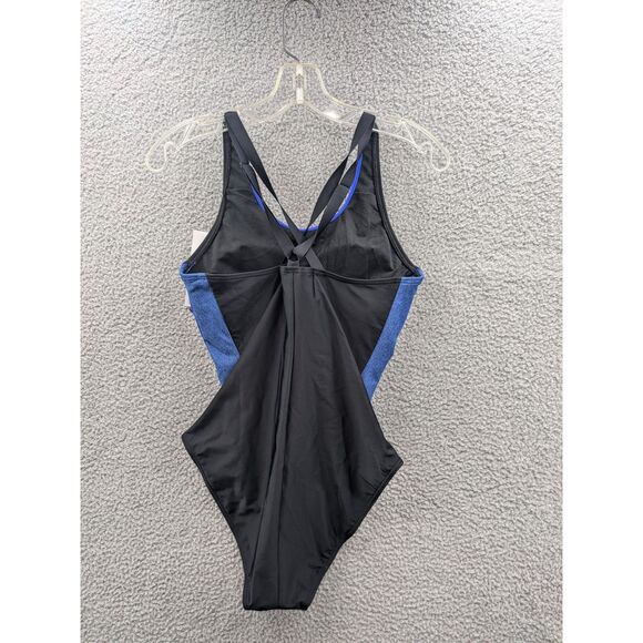 Phelps Training Women's One Piece Swimsuit Camilya Black Royal Blue sz 38 *NEW* - Picture 2 of 14